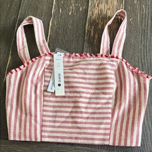 Aqua Pink and White Striped Top